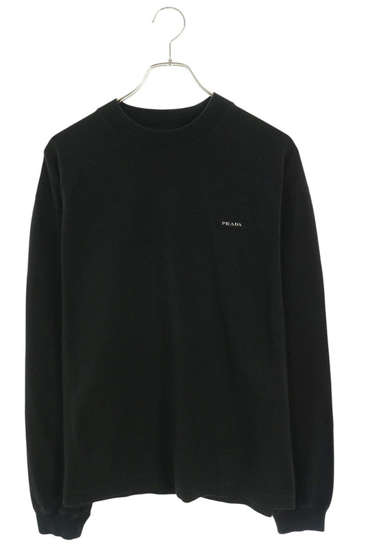 PRADA 26AW Cotton Chest Logo Long T-Shirt Black Size S