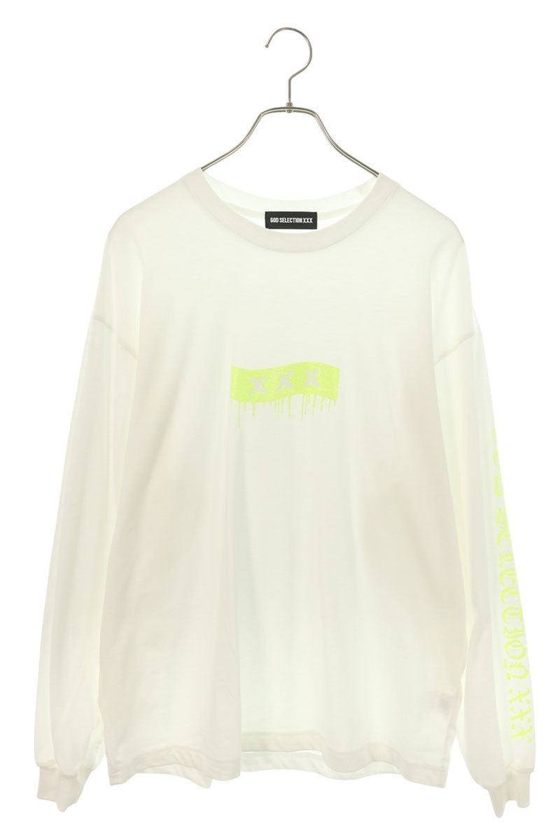 GOD SELECTION XXX White Glitter Logo Long Sleeve Top Size L