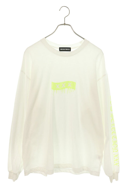 GOD SELECTION XXX White Glitter Logo Long Sleeve Top Size L