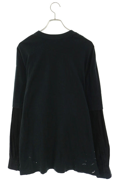 BALENCIAGA Metal Logo Layered Long Sleeve Black Shirt Size 2