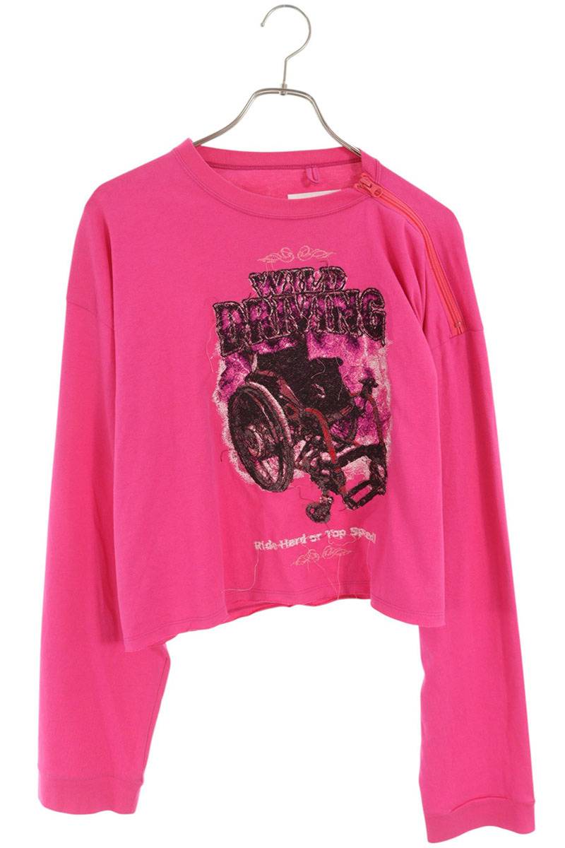 doublet 22AW Pink Off-Shoulder Cotton Sleeve T-Shirt Size M
