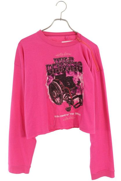 doublet 22AW Pink Off-Shoulder Cotton Sleeve T-Shirt Size M