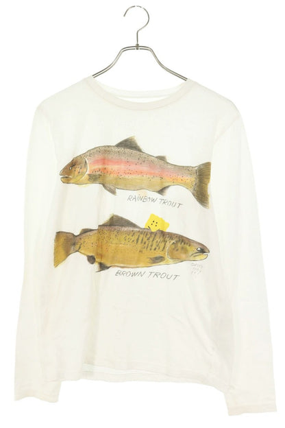 KAPITAL Graphic Print Long Sleeve T-Shirt White/Brown Size 1