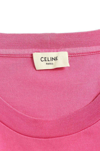 CELINE 21SS Loose Fit Logo Print T-Shirt Pink Size L