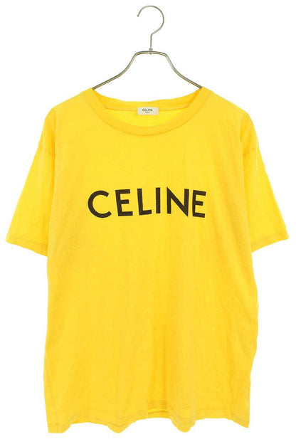 CELINE by Hedi Slimane Yellow Logo Print Loose Fit Size L