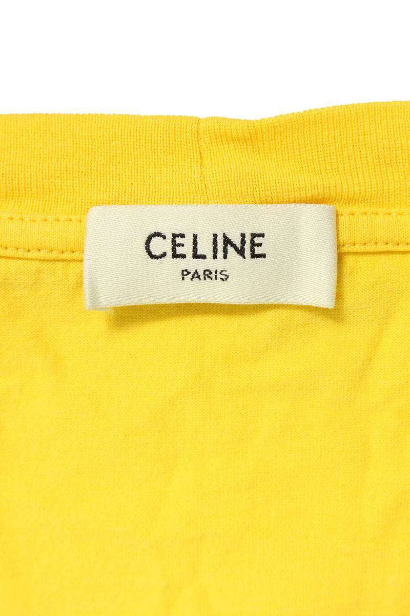 CELINE by Hedi Slimane Yellow Logo Print Loose Fit Size L
