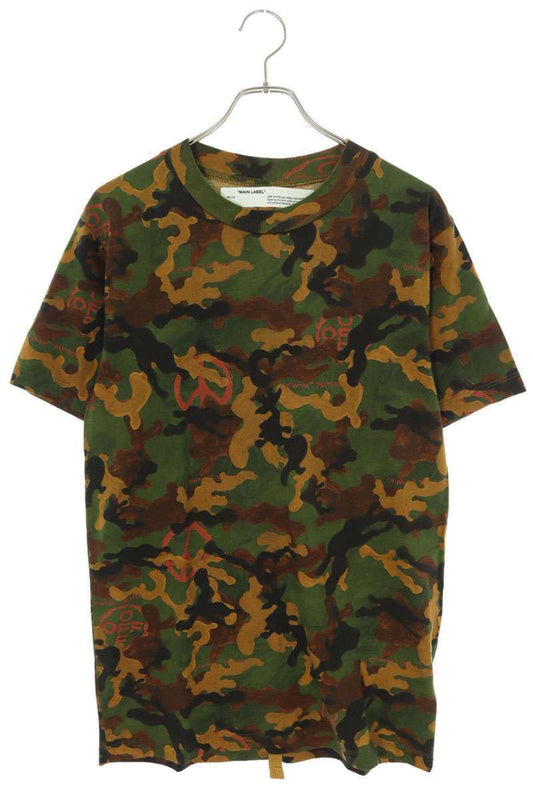 OFF-WHITE Back Arrow Camo Print T-Shirt Green Size S