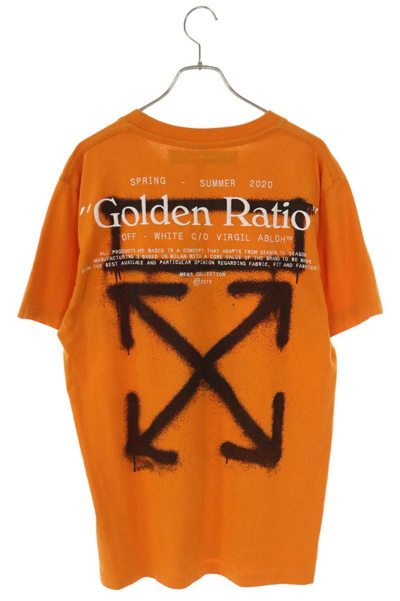 OFF-WHITE 20SS Back Arrow Spray Print T-Shirt Orange Size L