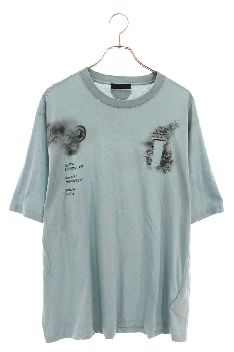 Prada 22SS Transfer Print Cotton T-Shirt Blue/Black Size XXL