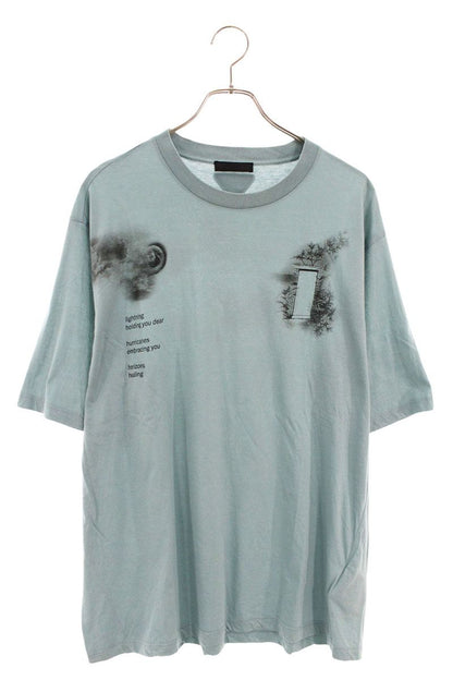 Prada 22SS Transfer Print Cotton T-Shirt Blue/Black Size XXL