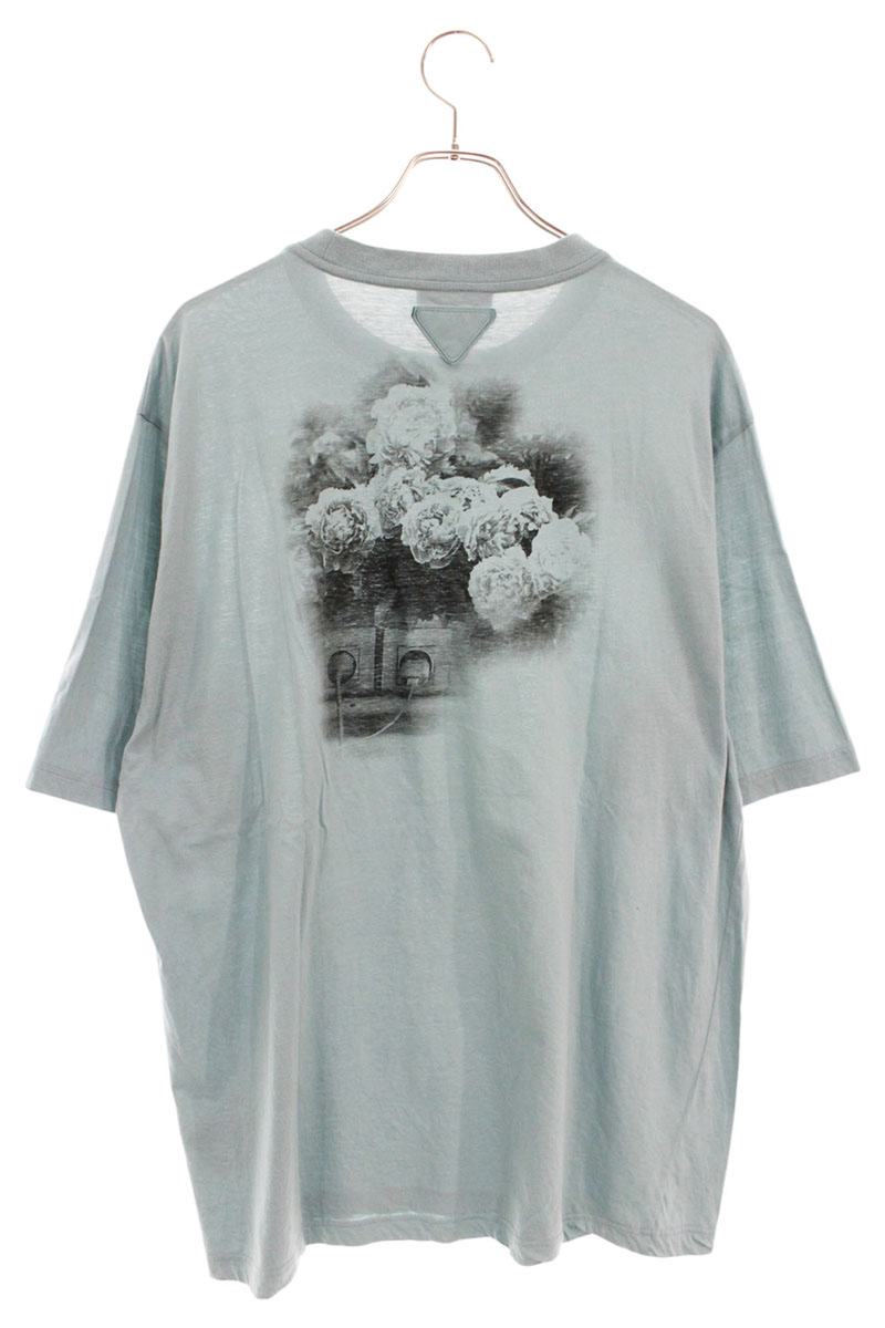 Prada 22SS Transfer Print Cotton T-Shirt Blue/Black Size XXL