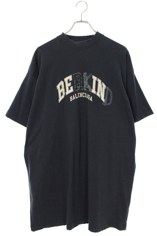 BALENCIAGA BE KIND Print Distressed T-Shirt Black Size 2