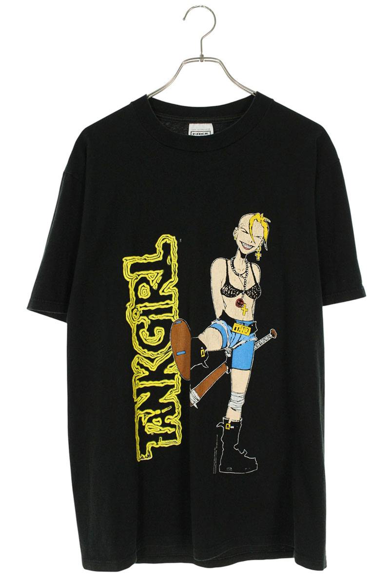 VINTAGE TANK GIRL Print T-Shirt Black Size L