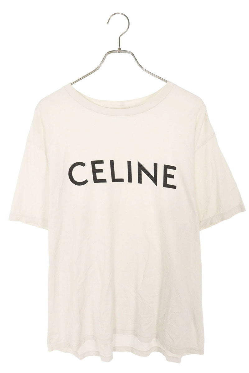 CELINE Loose Fit Logo Print T-Shirt White Size M