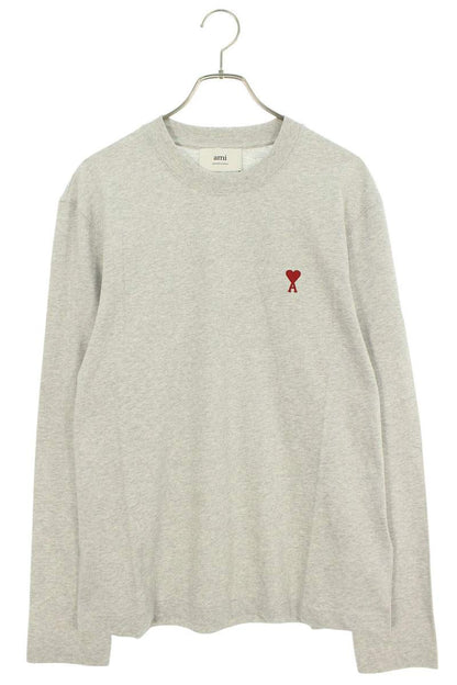 AMI 25SS Embroidered Long Sleeve T-Shirt Gray Size XXL
