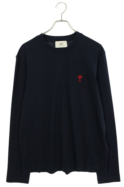 AMI 25SS Embroidered Long Sleeve T-Shirt Blue Size XXL
