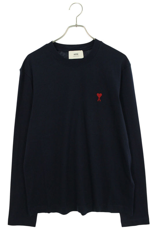 AMI 25SS Embroidered Long Sleeve T-Shirt Blue Size XXL