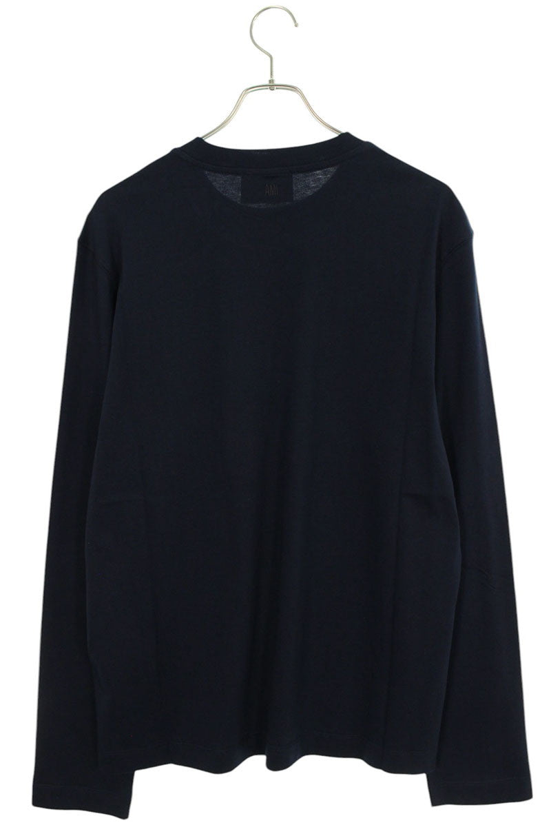 AMI 25SS Embroidered Long Sleeve T-Shirt Blue Size XXL