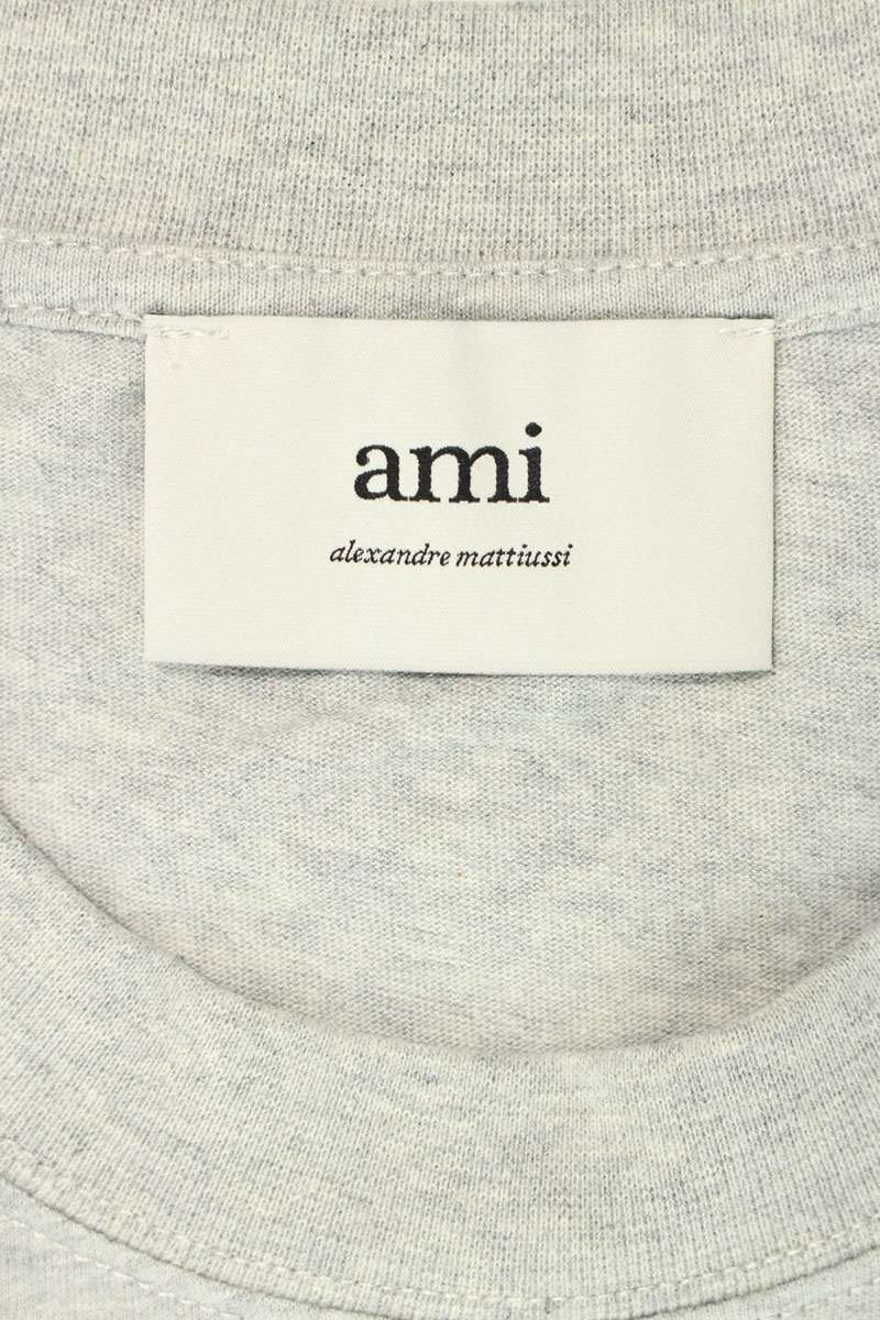 AMI 25SS Embroidered Long Sleeve T-Shirt Gray Size XL