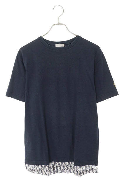DIOR 19SS Oblique Layered T-Shirt Navy Cotton Silk Size XS