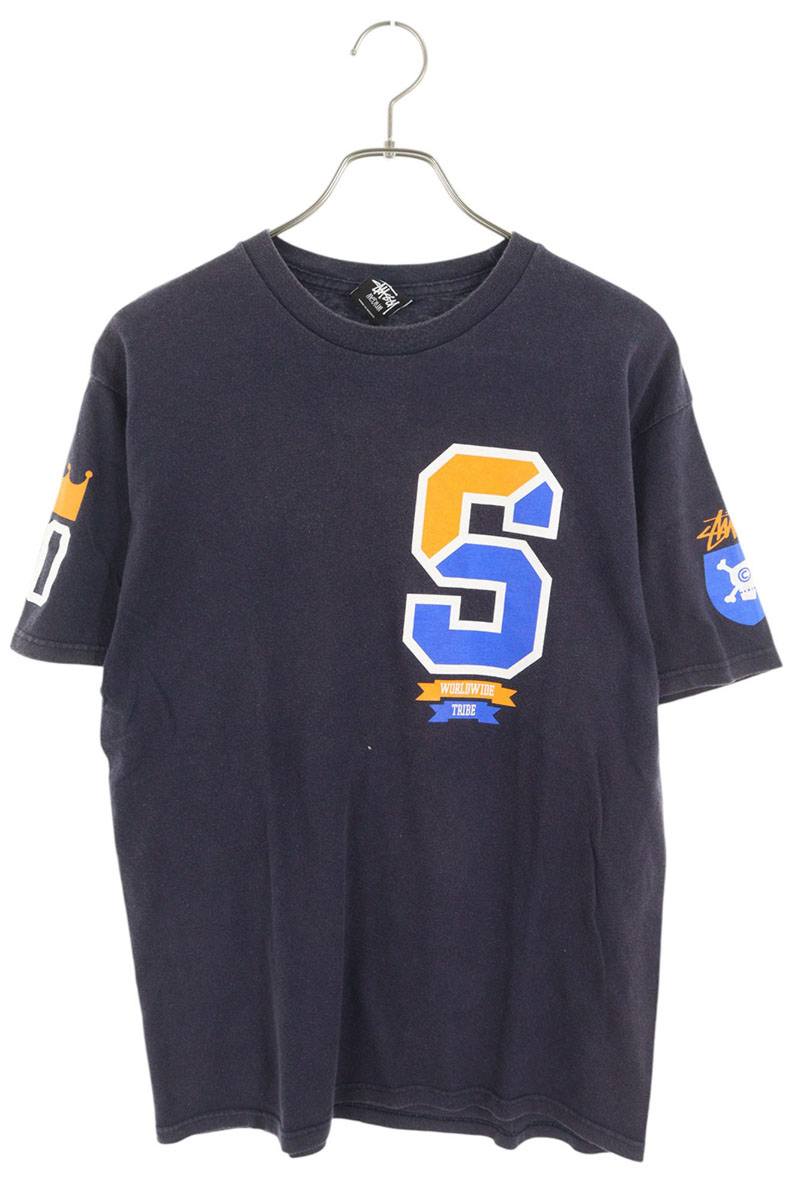 STUSSY Logo Print T-Shirt Dark Navy Size M
