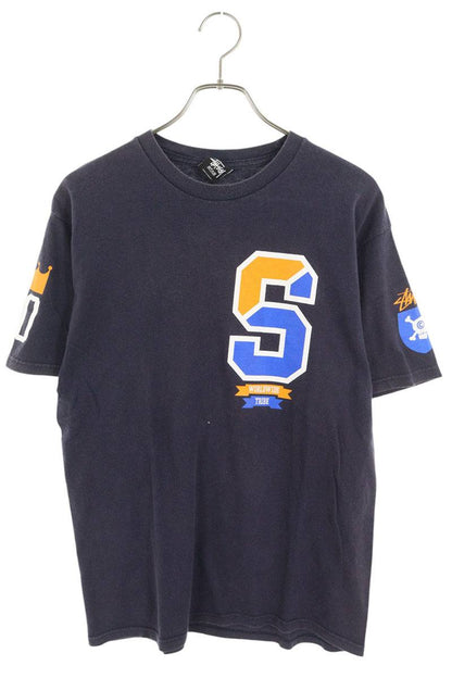 STUSSY Logo Print T-Shirt Dark Navy Size M