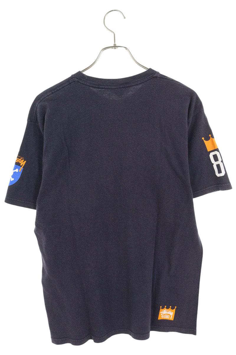 STUSSY Logo Print T-Shirt Dark Navy Size M