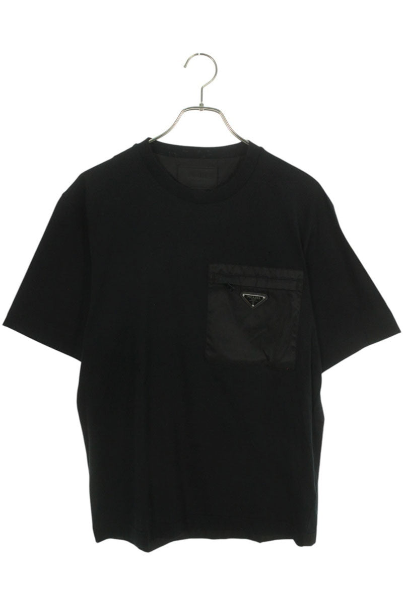 Prada Black Re-Nylon Panel Triangle Logo T-shirt Size XS