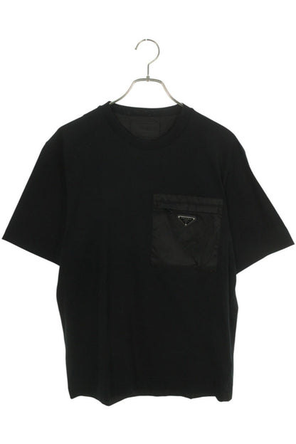 Prada Black Re-Nylon Panel Triangle Logo T-shirt Size XS