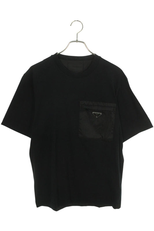 Prada Black Re-Nylon Panel Triangle Logo T-shirt Size XS