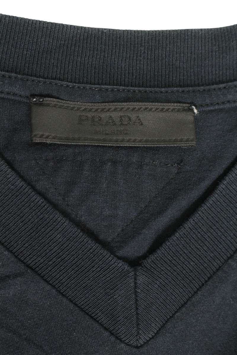 Prada Black Triangle Logo Embroidered Patch T-Shirt Size XL