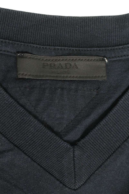 Prada Black Triangle Logo Embroidered Patch T-Shirt Size XL