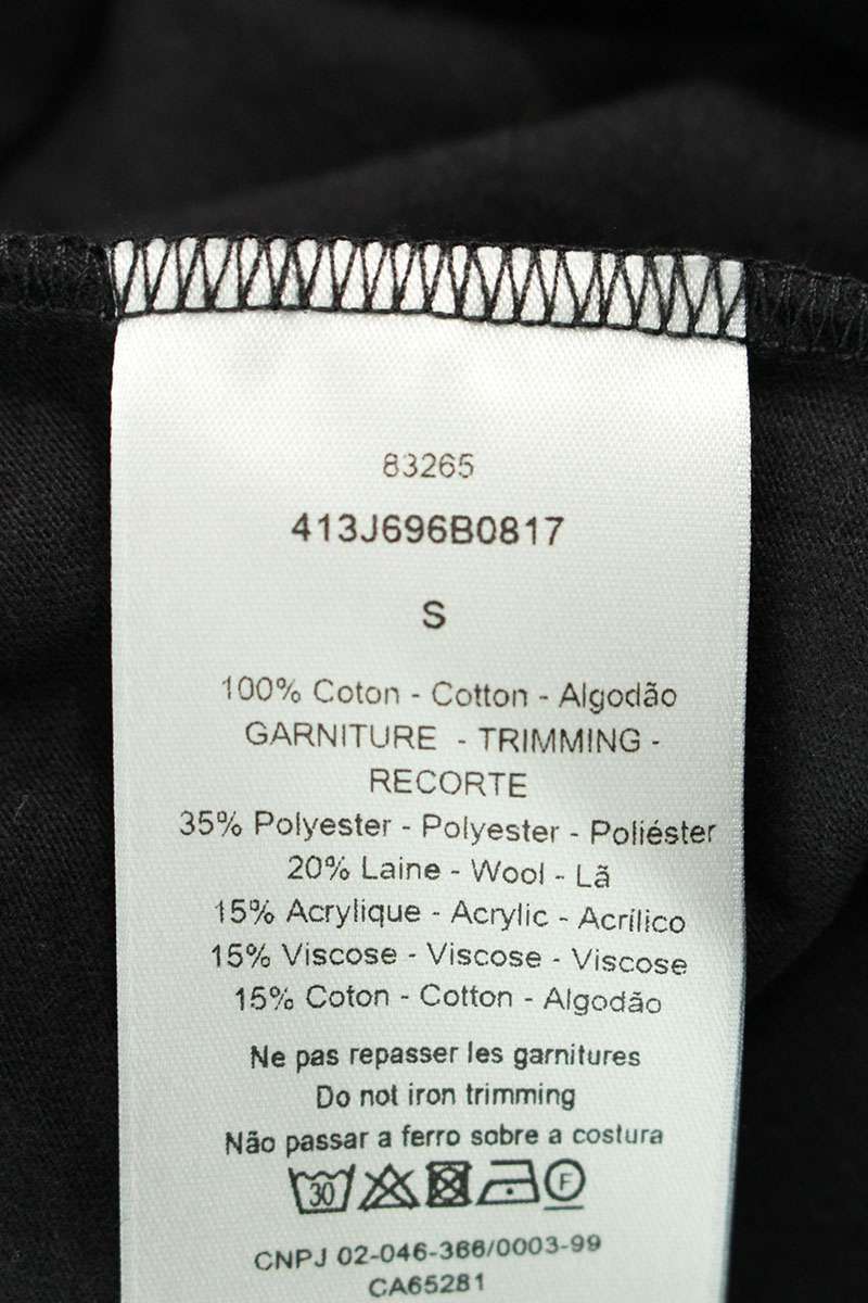 DIOR Front Patch Cotton Tee Black Size S