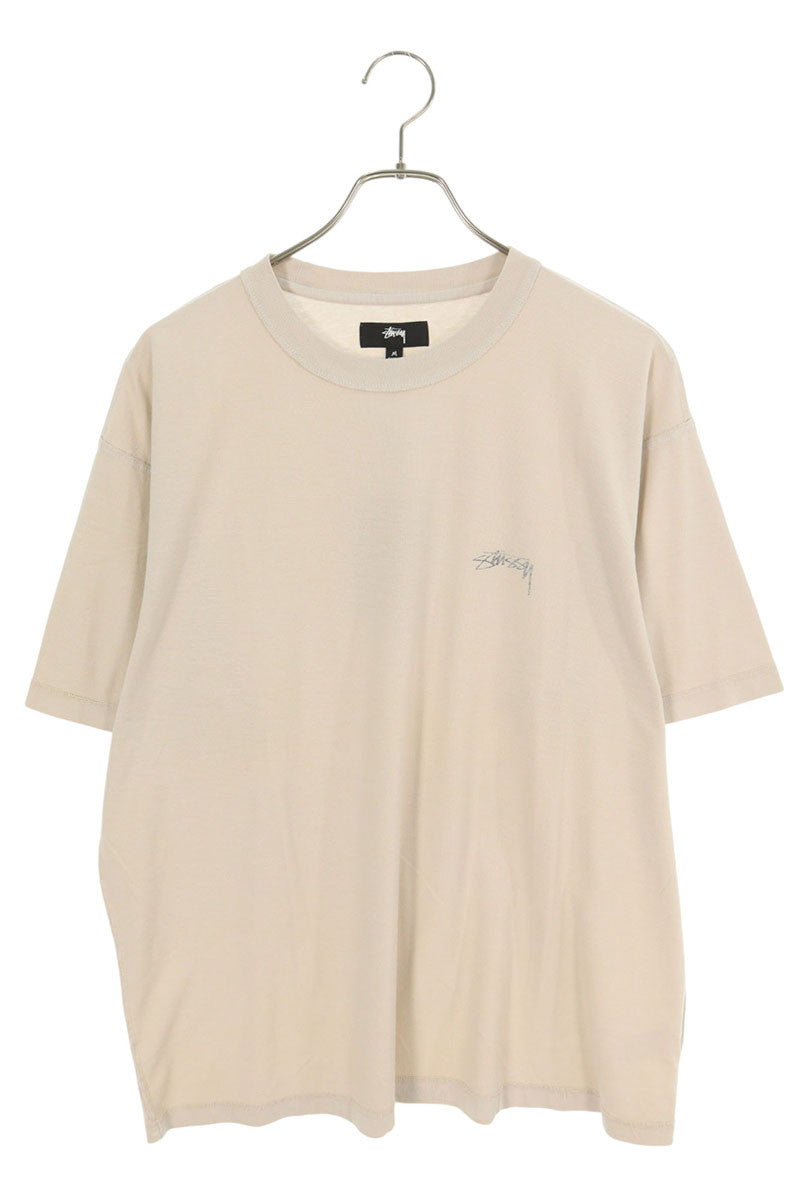 STUSSY Logo Print Cotton Tee Beige Size M