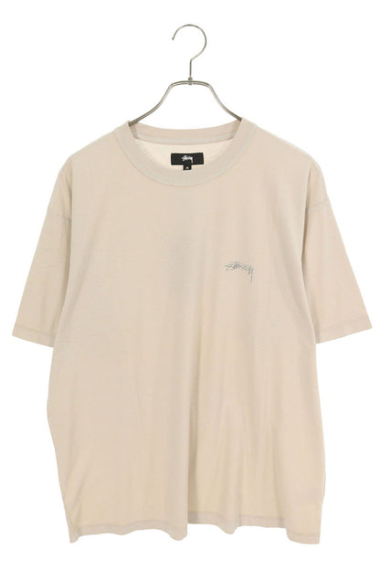 STUSSY Logo Print Cotton Tee Beige Size M