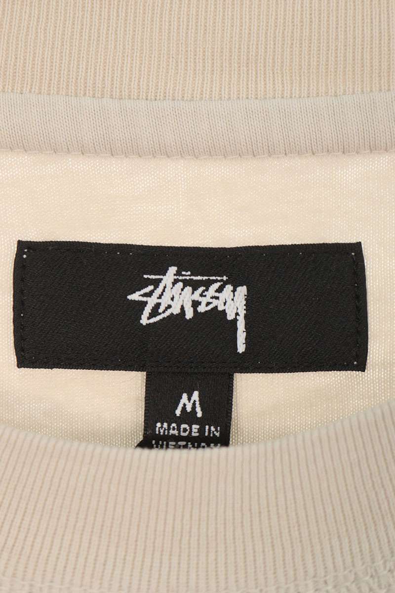 STUSSY Logo Print Cotton Tee Beige Size M