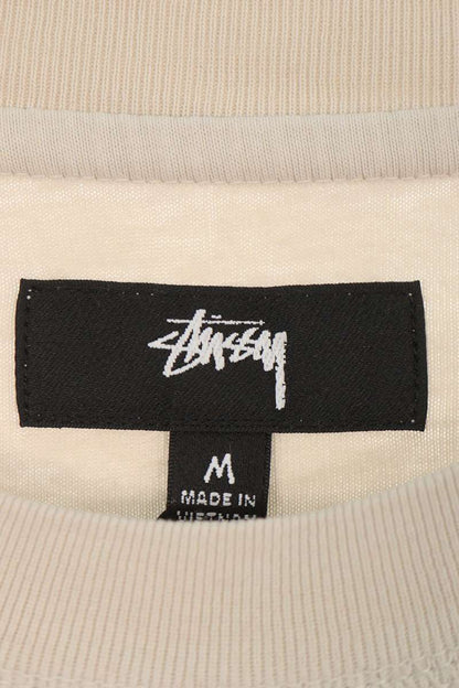 STUSSY Logo Print Cotton Tee Beige Size M