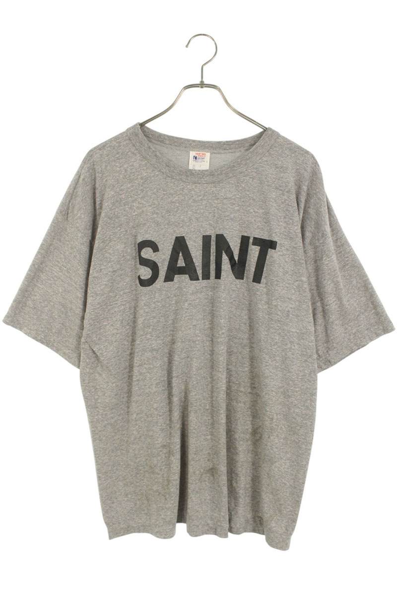 SAINT MICHAEL 25SS Logo Print Vintage Tee Gray Size L