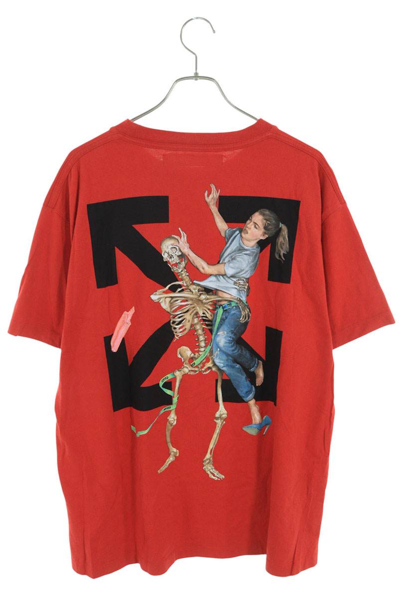 OFF-WHITE 20AW Back Arrow Print T-Shirt Red Size XS