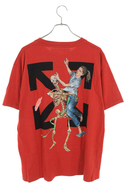 OFF-WHITE 20AW Back Arrow Print T-Shirt Red Size XS