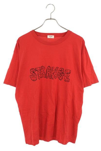 CELINE STRANGE Print Cotton Tee Red Size M
