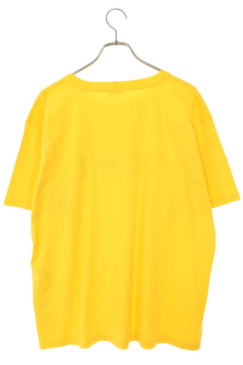 CELINE Loose Fit Logo Print Cotton Tee Yellow Size L