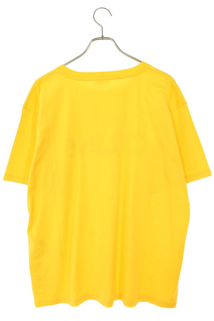 CELINE Loose Fit Logo Print Cotton Tee Yellow Size L