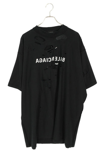 BALENCIAGA Logo Embroidered Destroyed Inside Out Tee Size M