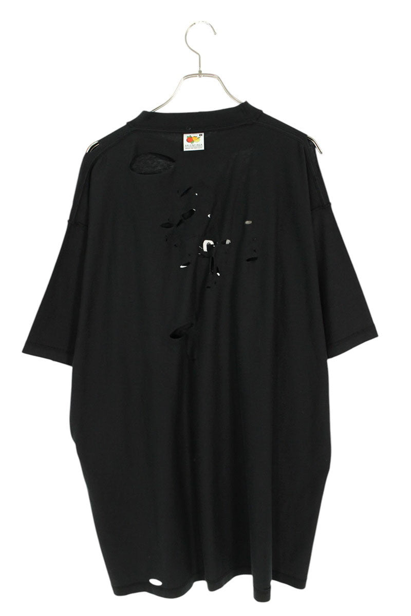 BALENCIAGA Logo Embroidered Destroyed Inside Out Tee Size M