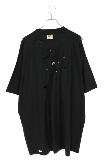 BALENCIAGA Logo Embroidered Destroyed Inside Out Tee Size M