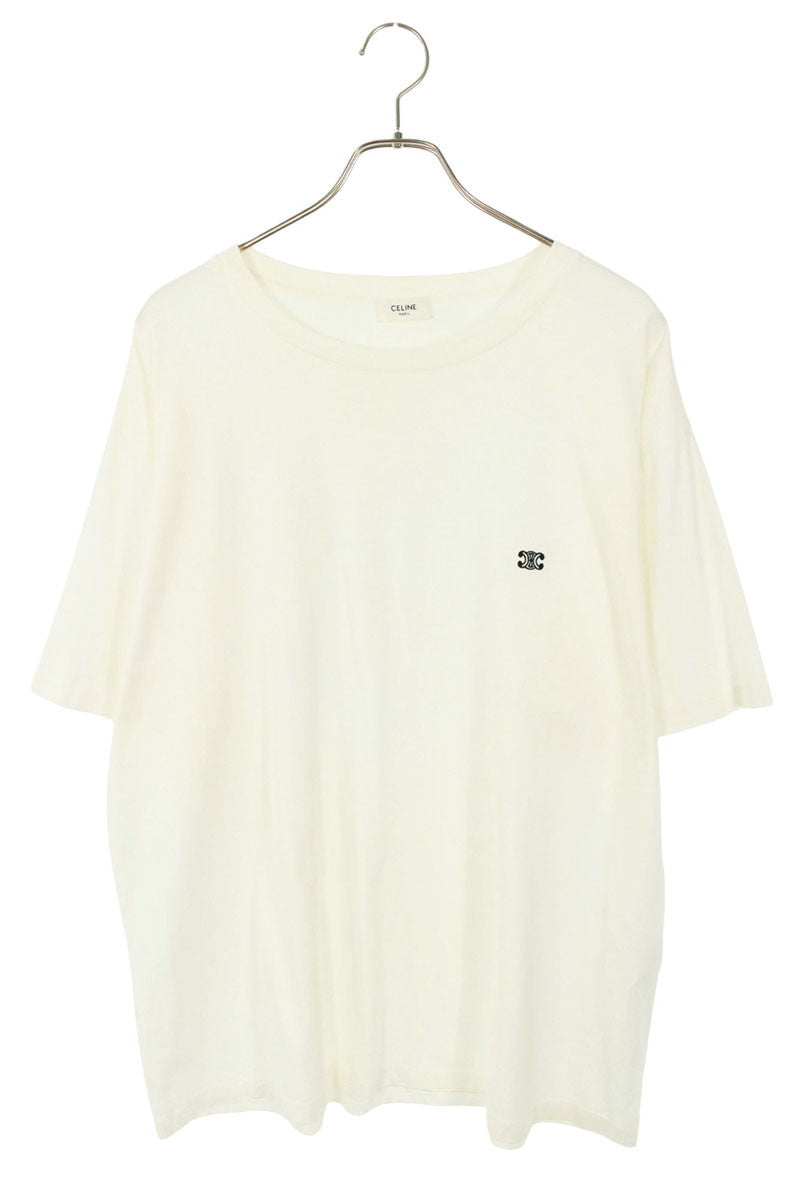 CELINE Triomphe Loose T-shirt White Cotton Size XXL