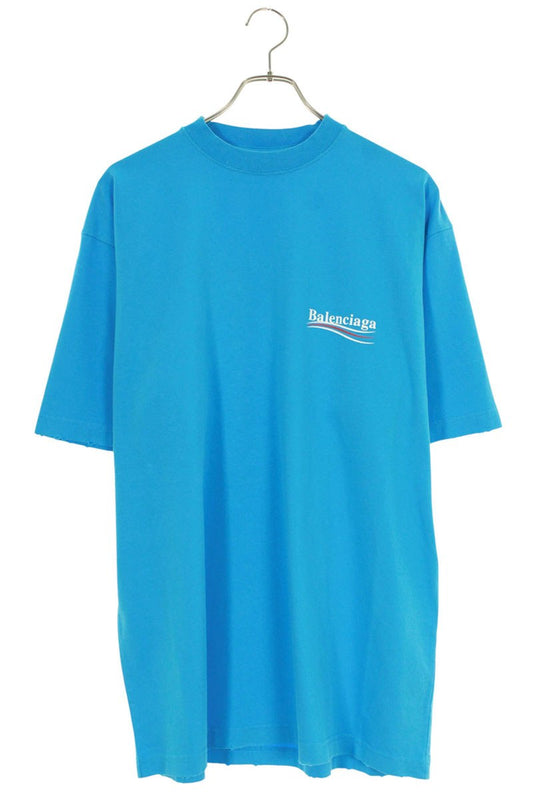 Balenciaga Distressed Logo T-Shirt Blue Size XXS
