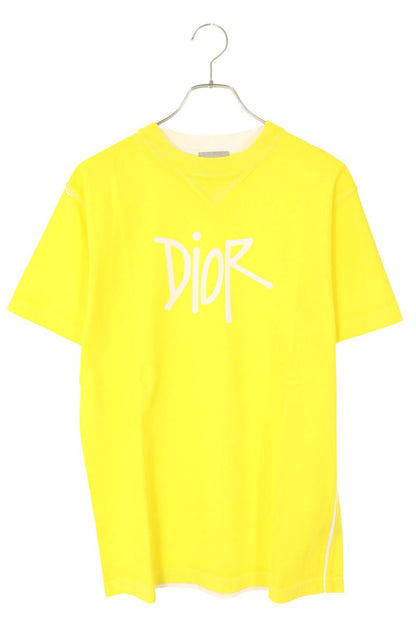 DIOR 20AW DIOR AND SHAWN Logo Print T-shirt Yellow Size XXS