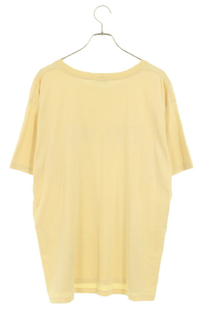 CELINE Loose Fit Logo Print T-shirt Yellow Cotton Size L